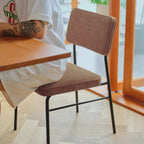 Ensemble de 2 chaises de salle à manger sans accoudoirs en velours côtelé, style moderne du milieu du siècle