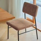 Ensemble de 2 chaises de salle à manger sans accoudoirs en velours côtelé, style moderne du milieu du siècle