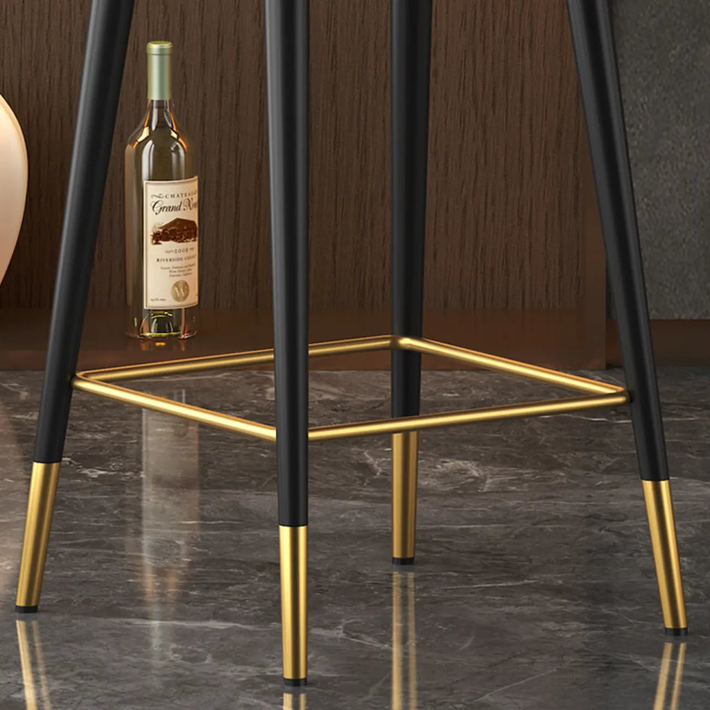 Tabouret de bar Art Déco en cuir orange avec dossier