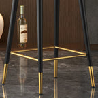 Tabouret de bar Art Déco en cuir orange avec dossier