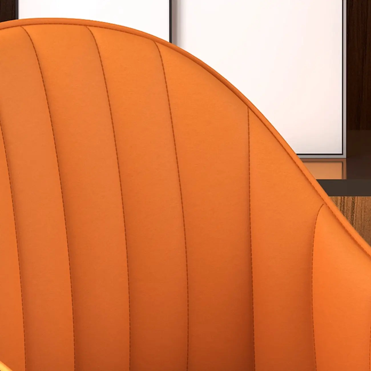 Tabouret de bar Art Déco en cuir orange avec dossier
