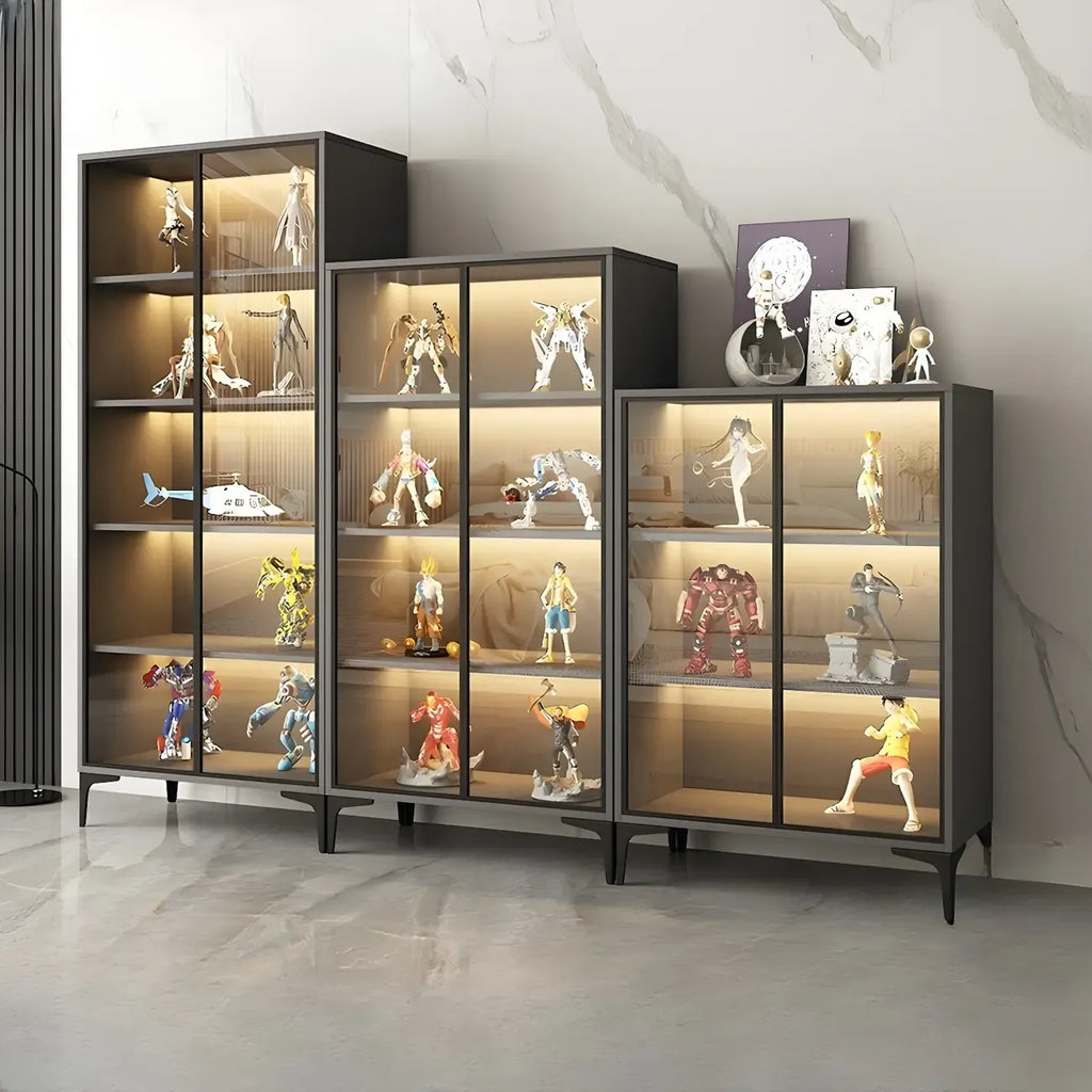 Vitrine autoportante en bois et verre trempé noir