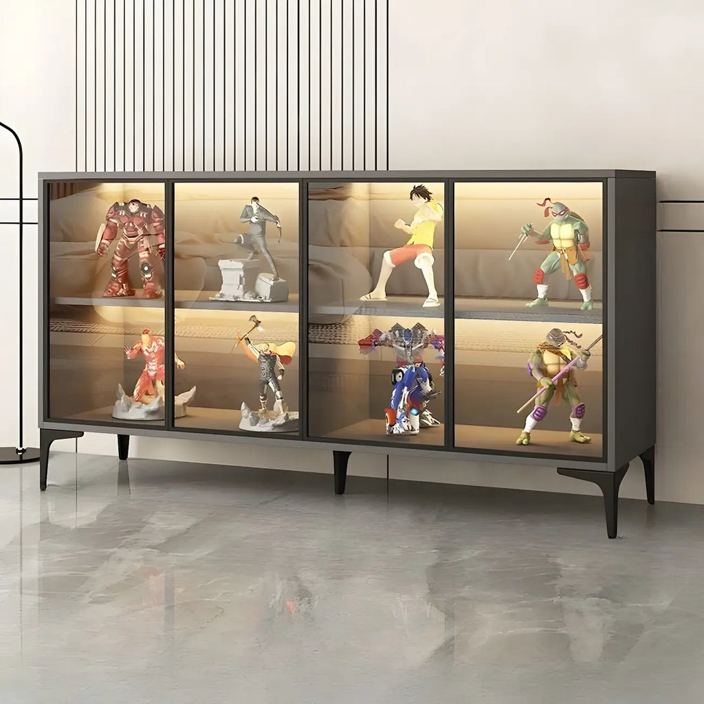 Vitrine autoportante en bois et verre trempé noir