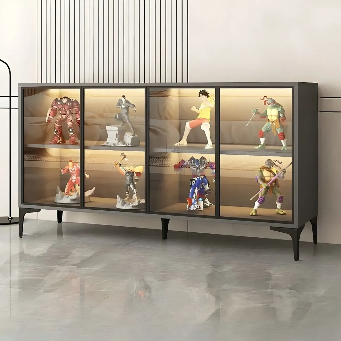 Vitrine autoportante en bois et verre trempé noir
