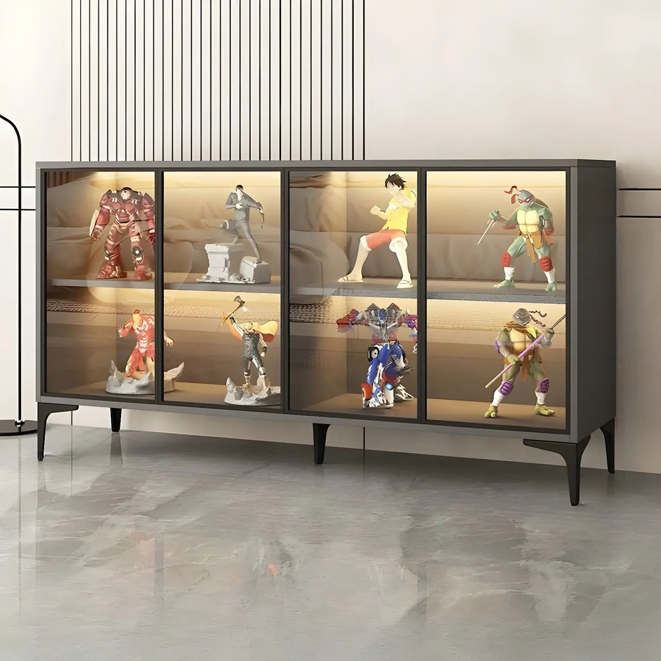 Vitrine autoportante en bois et verre trempé noir