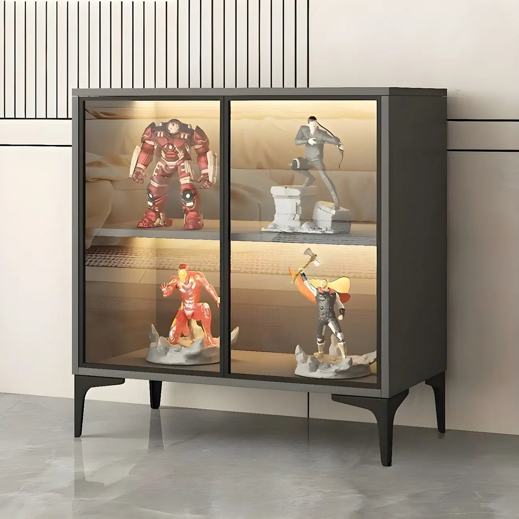 Vitrine autoportante en bois et verre trempé noir