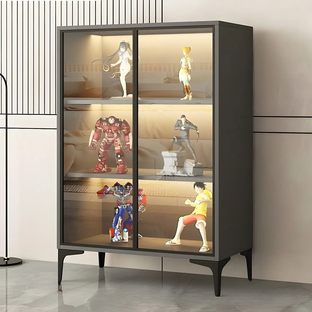 Vitrine autoportante en bois et verre trempé noir
