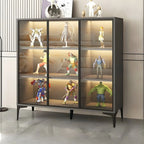 Vitrine autoportante en bois et verre trempé noir