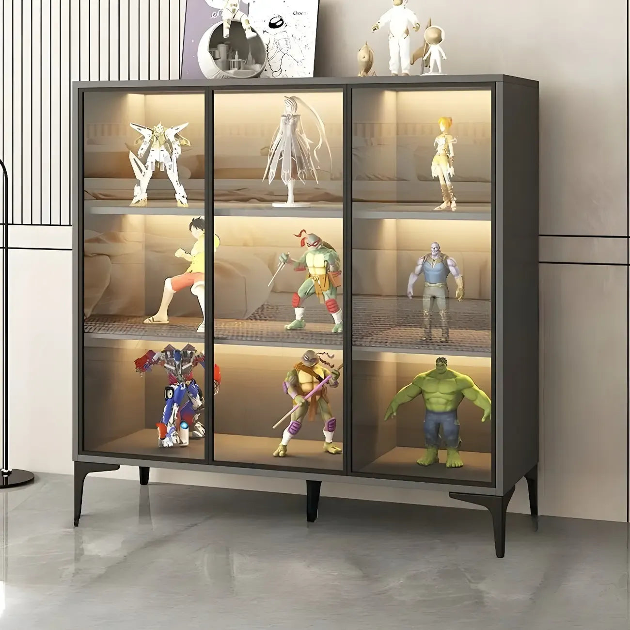 Vitrine autoportante en bois et verre trempé noir