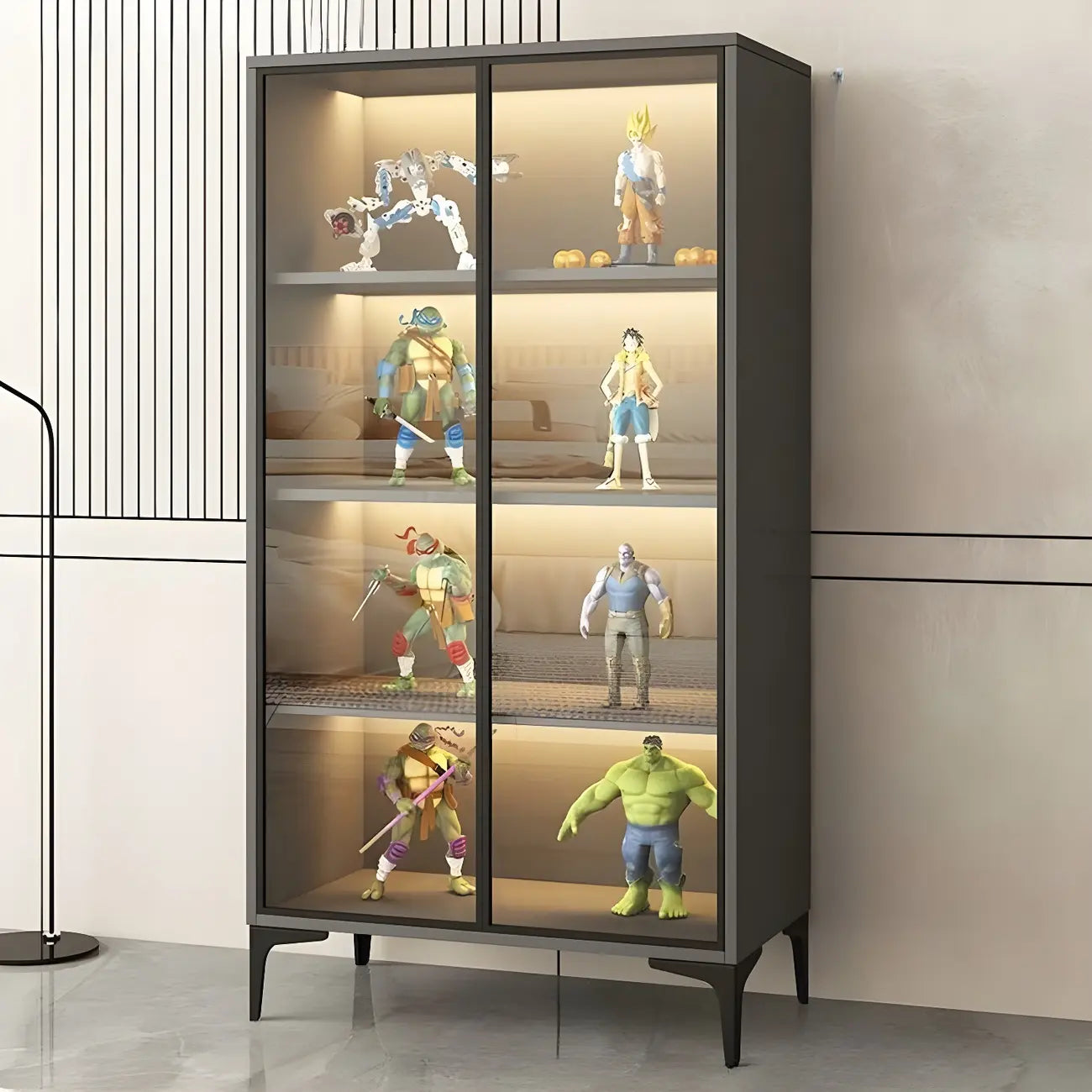 Vitrine autoportante en bois et verre trempé noir