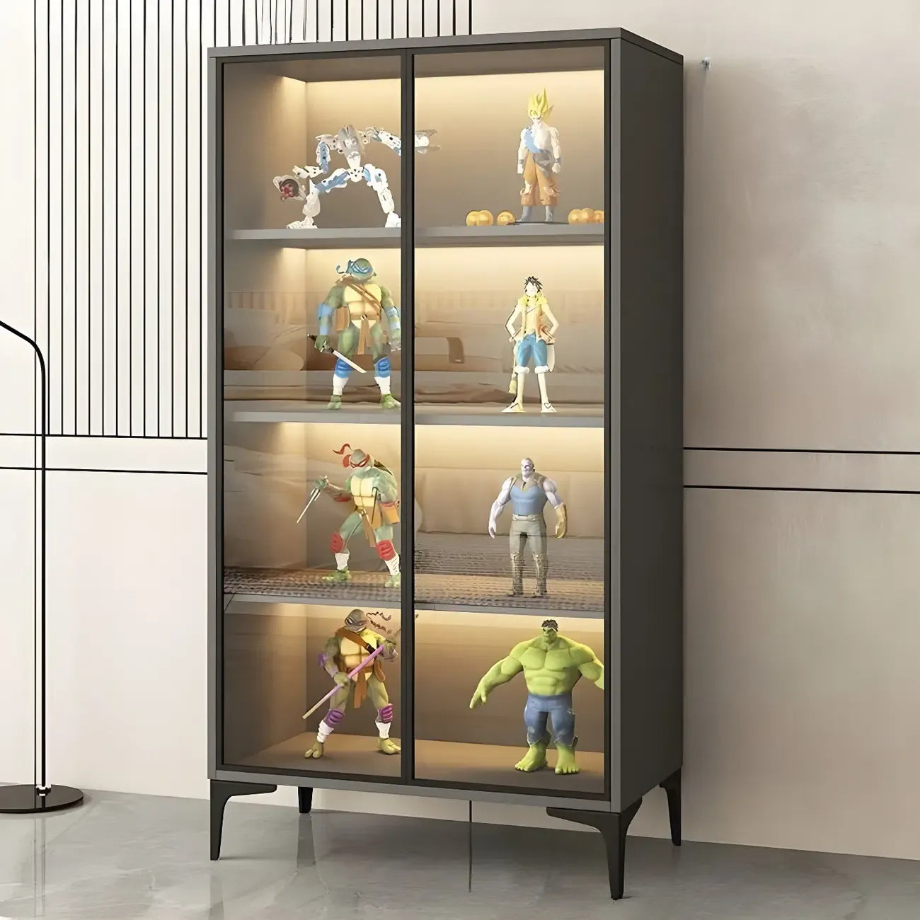 Vitrine autoportante en bois et verre trempé noir