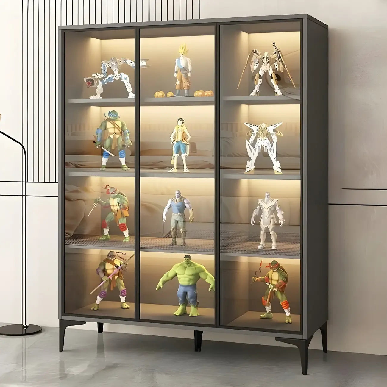 Vitrine autoportante en bois et verre trempé noir