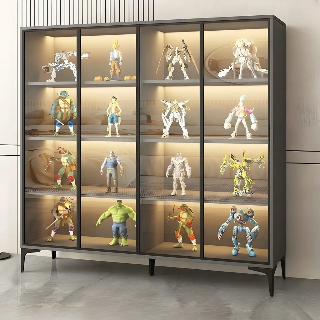 Vitrine autoportante en bois et verre trempé noir