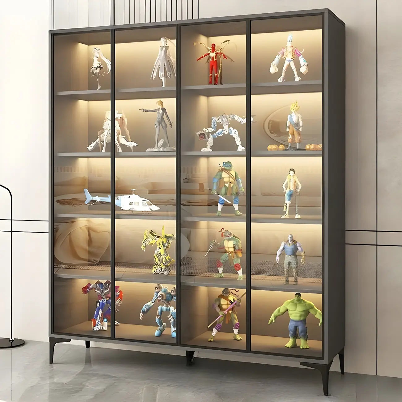 Vitrine autoportante en bois et verre trempé noir