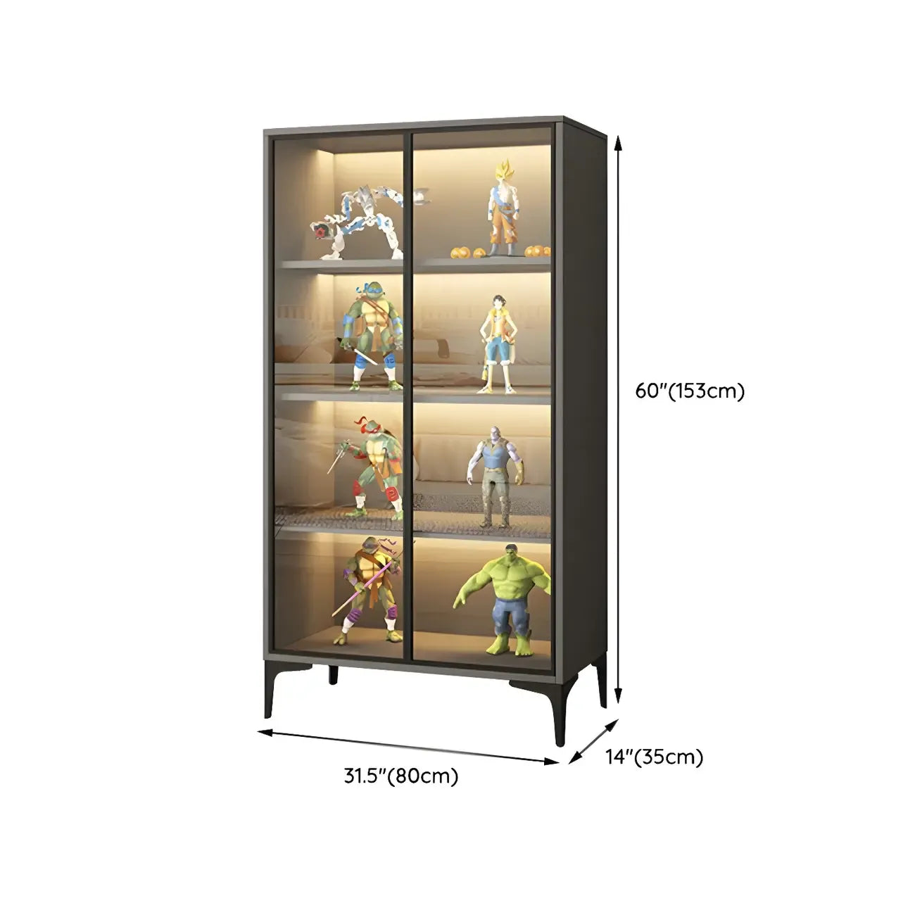 Vitrine autoportante en bois et verre trempé noir