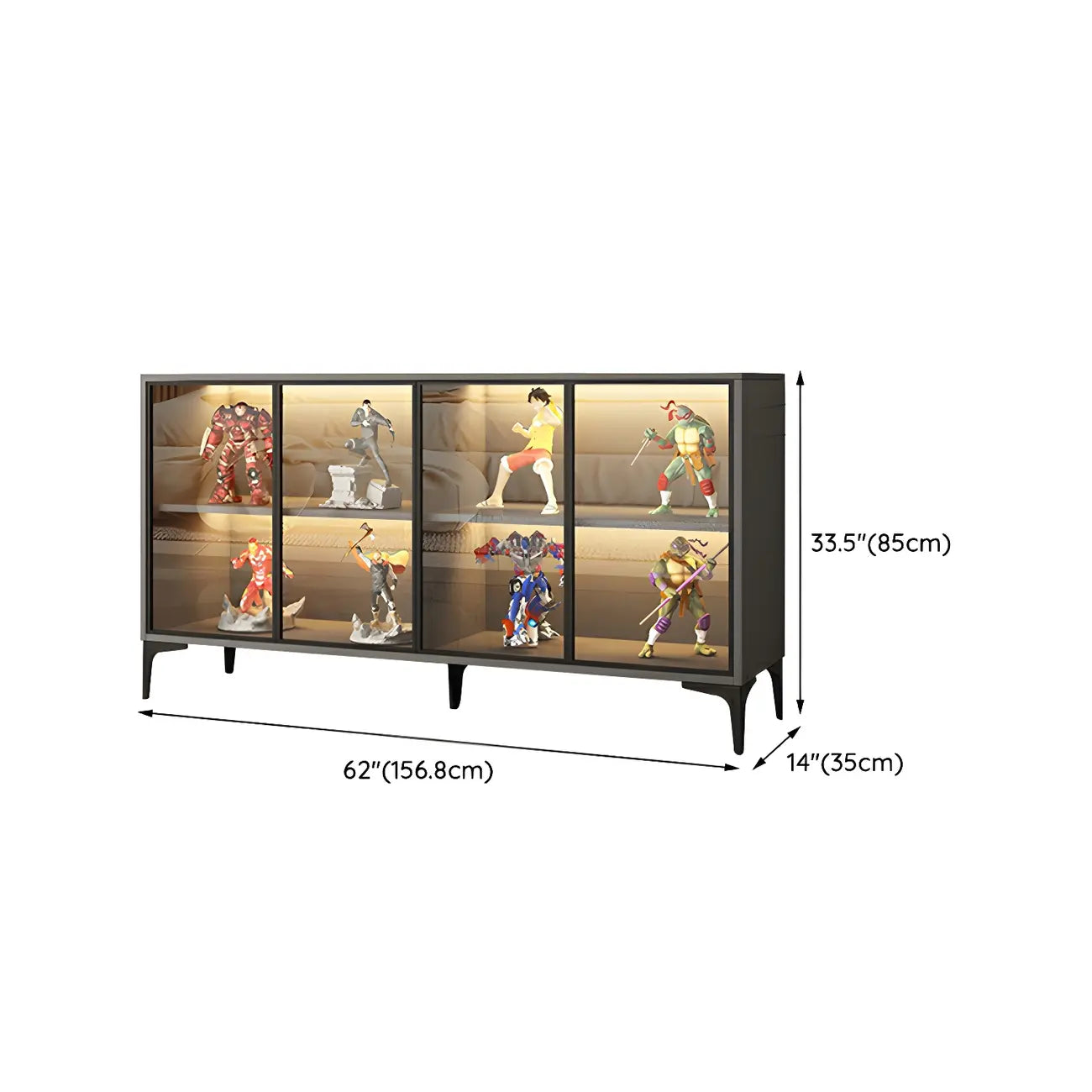 Vitrine autoportante en bois et verre trempé noir