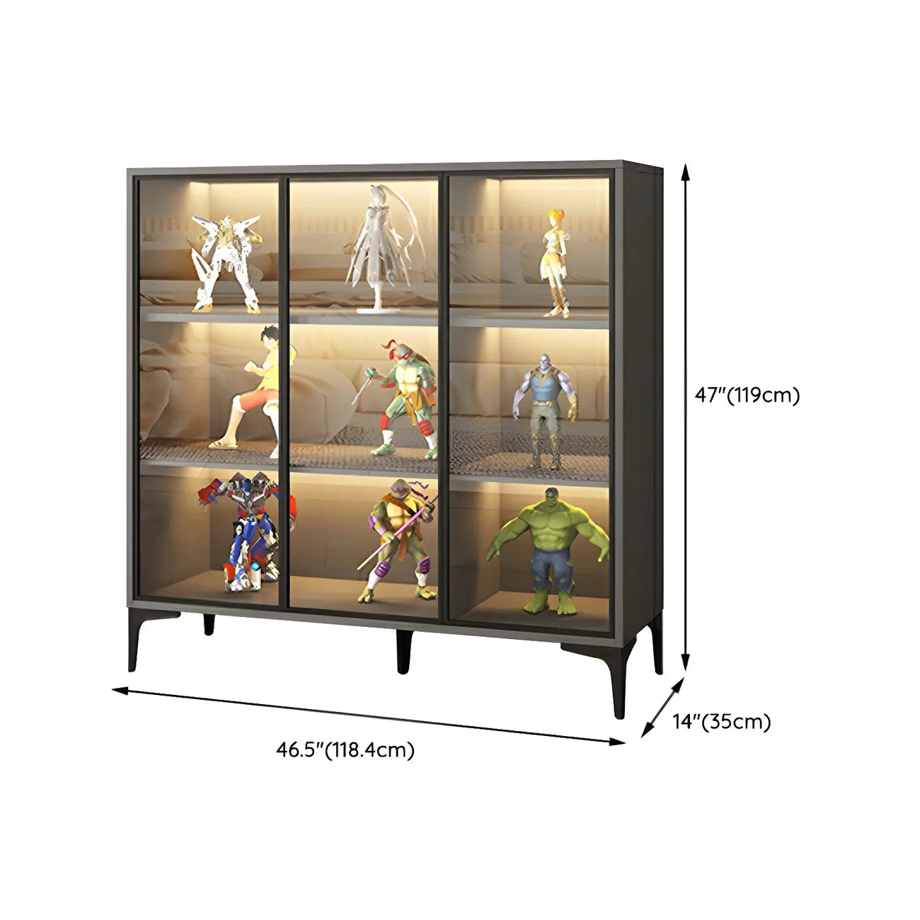 Vitrine autoportante en bois et verre trempé noir