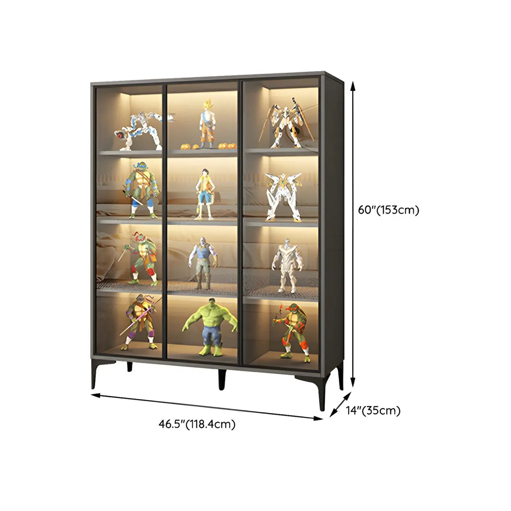 Vitrine autoportante en bois et verre trempé noir