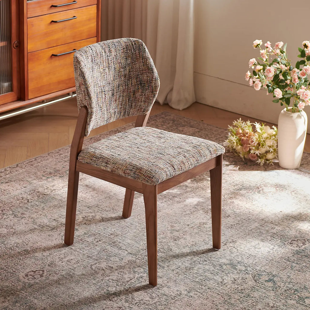 Revêtement de chaise de salle à manger en chenille de bois de style moderne du milieu du siècle