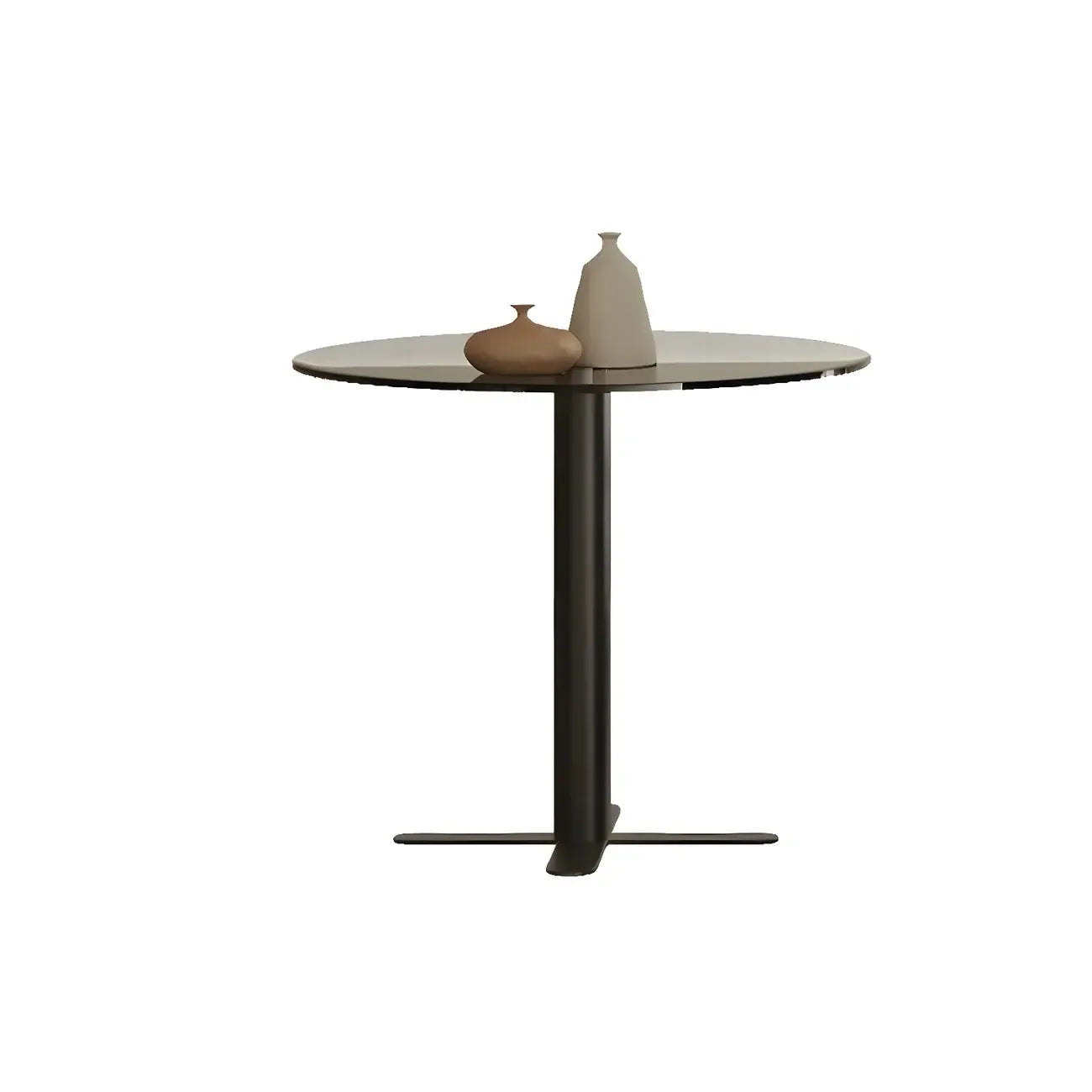 Table basse ronde moderne en bois brun et verre avec rangement