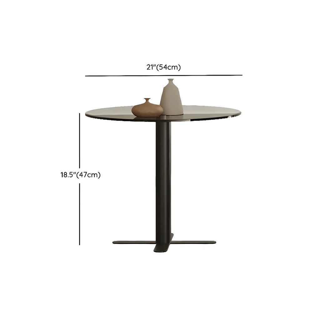 Table basse ronde moderne en bois brun et verre avec rangement