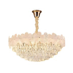 Lustre élégant en cristal à fleurs dorées avec LED pour salon