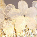 Lustre élégant en cristal à fleurs dorées avec LED pour salon