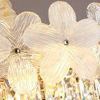 Lustre élégant en cristal à fleurs dorées avec LED pour salon