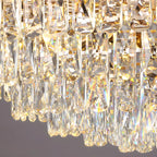 Lustre élégant en cristal à fleurs dorées avec LED pour salon
