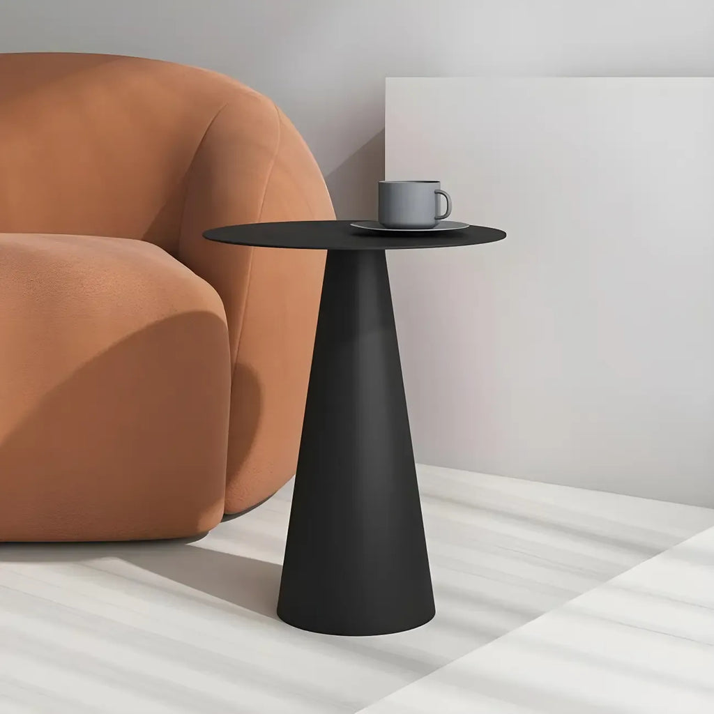 Table d'appoint ronde minimaliste en fer noir pour salon