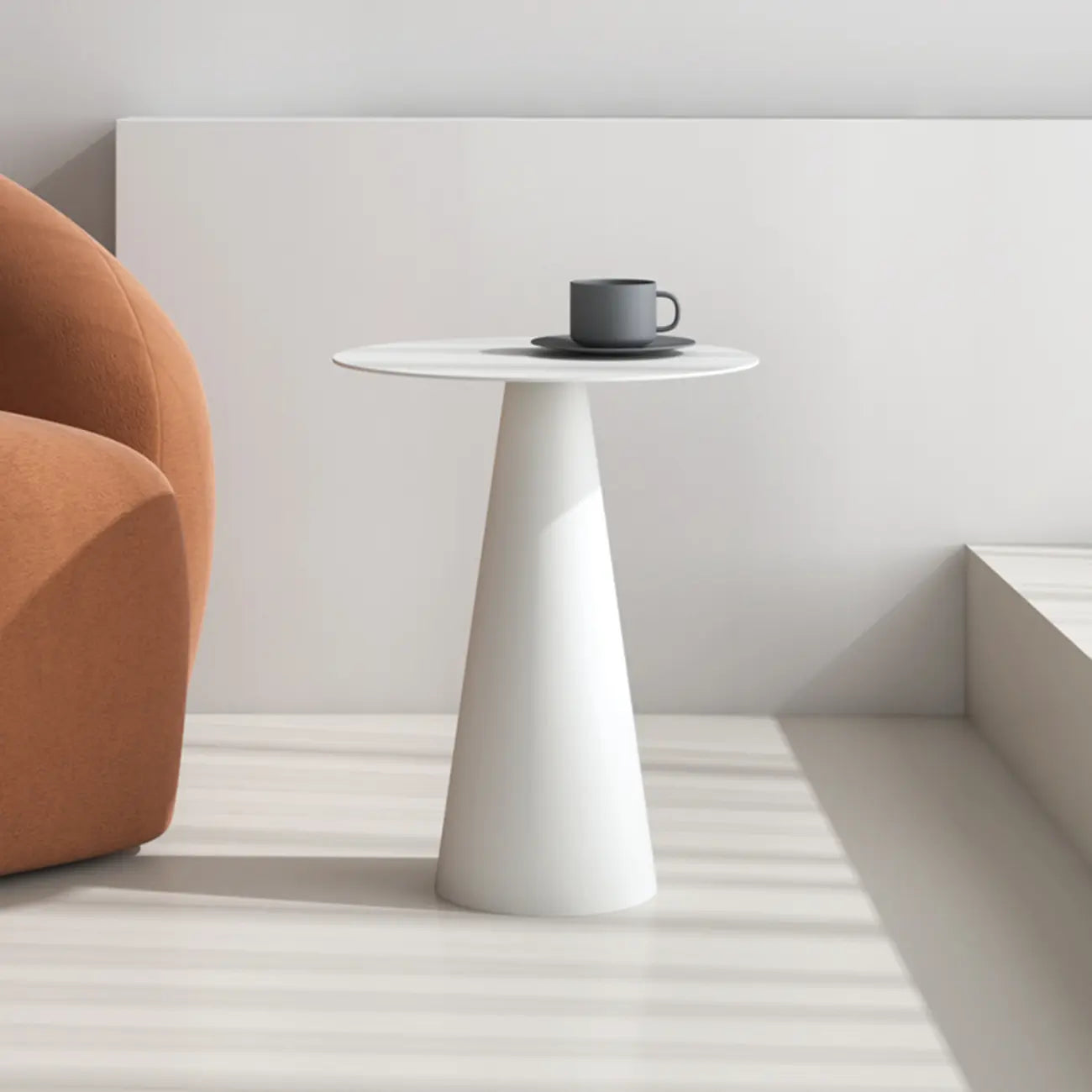 Table d'appoint ronde minimaliste en fer noir pour salon