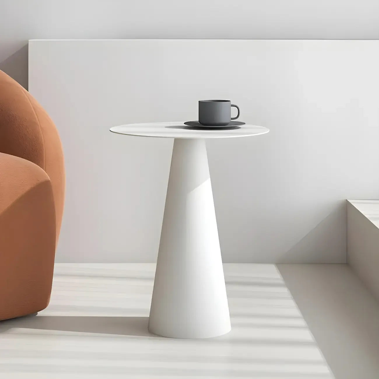 Table d'appoint ronde minimaliste en fer noir pour salon