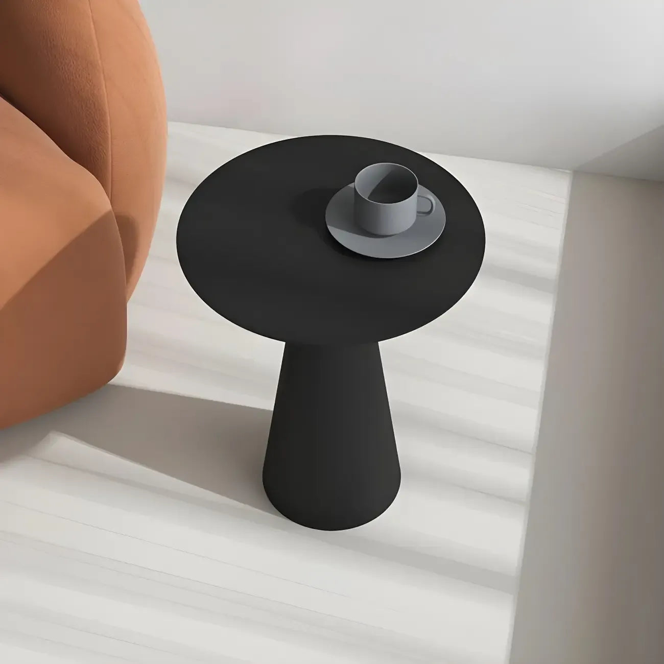 Table d'appoint ronde minimaliste en fer noir pour salon
