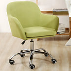 Chaise de bureau pivotante à dossier bas en tissu vert avec accoudoirs