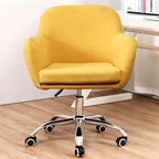 Chaise de bureau pivotante à dossier bas en tissu vert avec accoudoirs