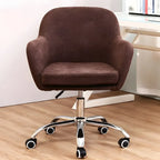 Chaise de bureau pivotante à dossier bas en tissu vert avec accoudoirs