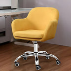 Chaise de bureau pivotante à dossier bas en tissu vert avec accoudoirs