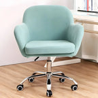 Chaise de bureau pivotante à dossier bas en tissu vert avec accoudoirs