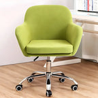 Chaise de bureau pivotante à dossier bas en tissu vert avec accoudoirs