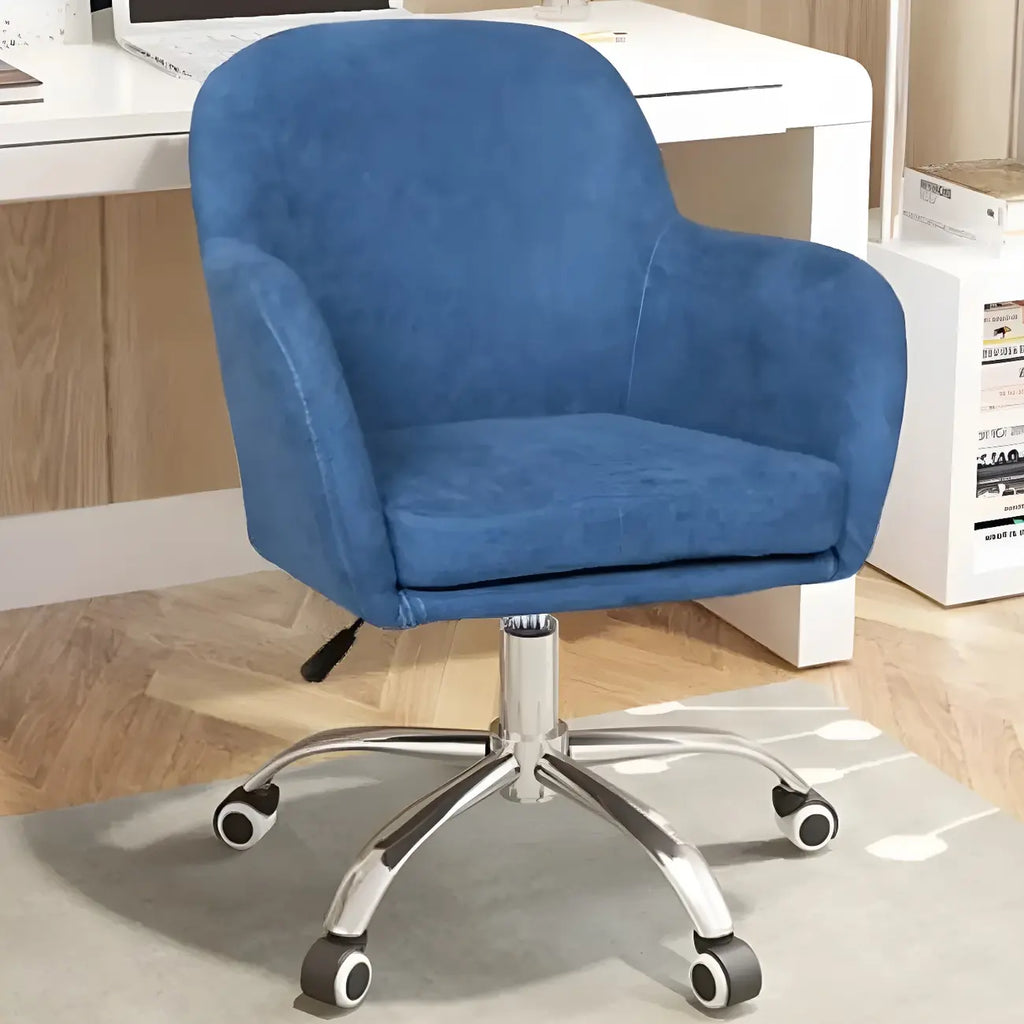 Chaise de bureau pivotante à dossier bas en tissu vert avec accoudoirs
