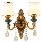 Applique murale vintage en laiton à double bras avec accents de cristal
