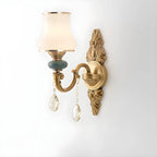 Applique murale vintage en laiton à double bras avec accents de cristal