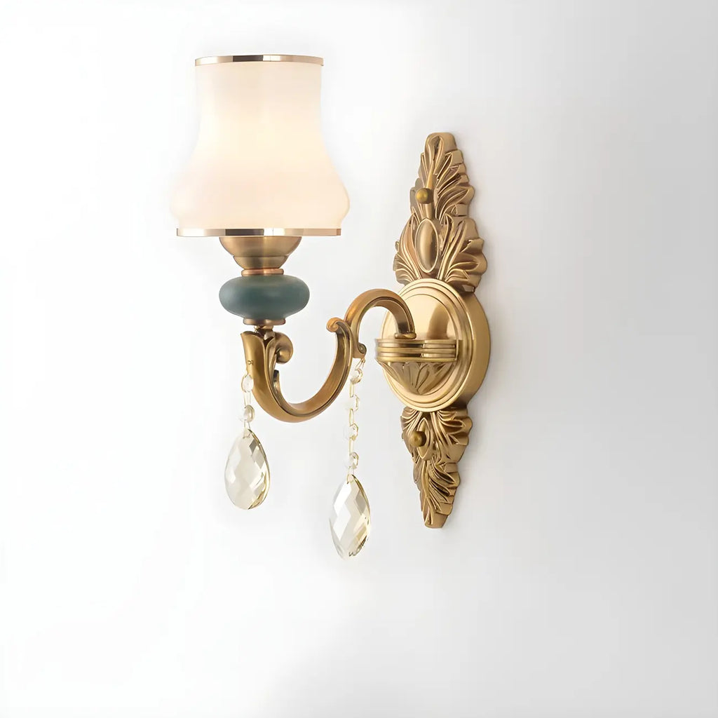 Applique murale vintage en laiton à double bras avec accents de cristal