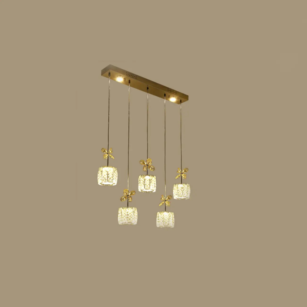 Suspension élégante et moderne en cristal pour îlot de cuisine