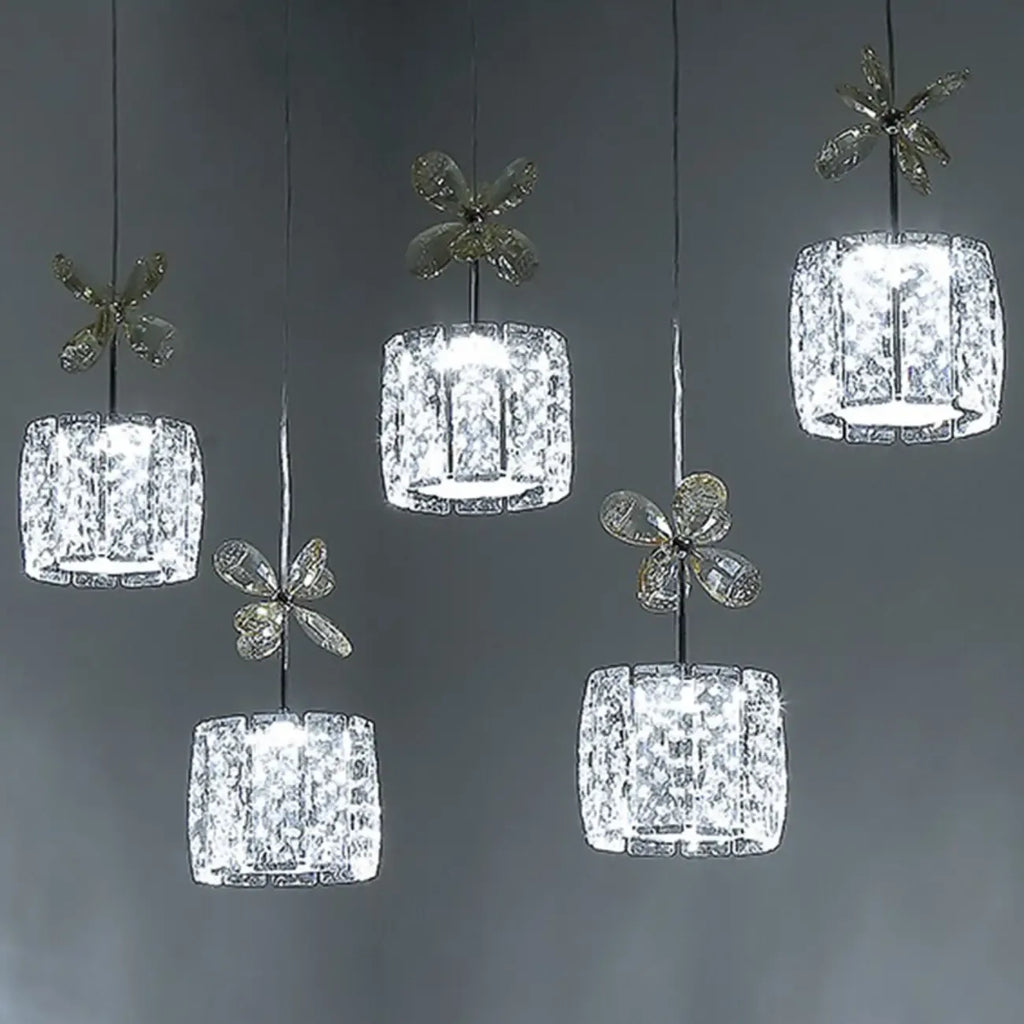 Suspension élégante et moderne en cristal pour îlot de cuisine