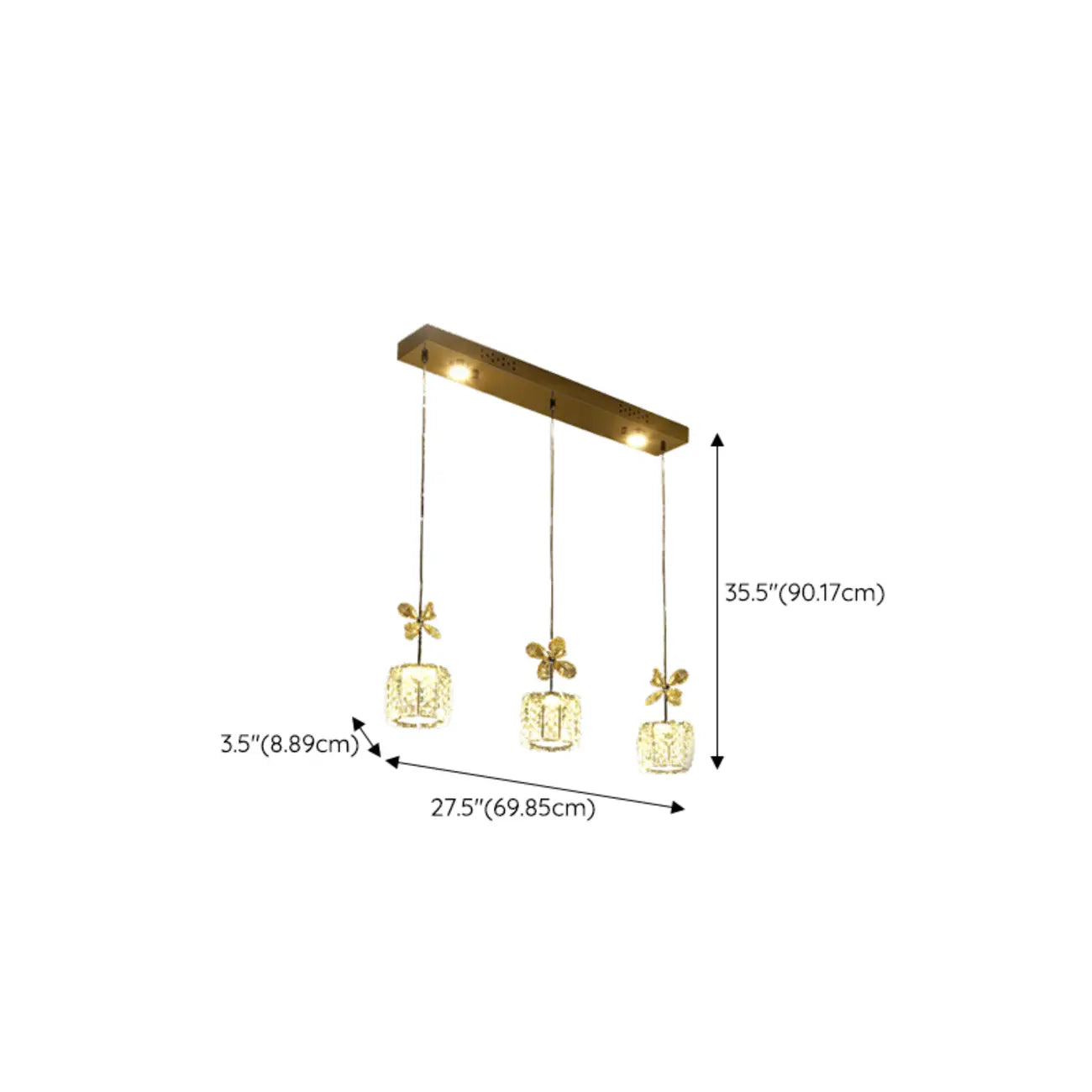 Suspension élégante et moderne en cristal pour îlot de cuisine