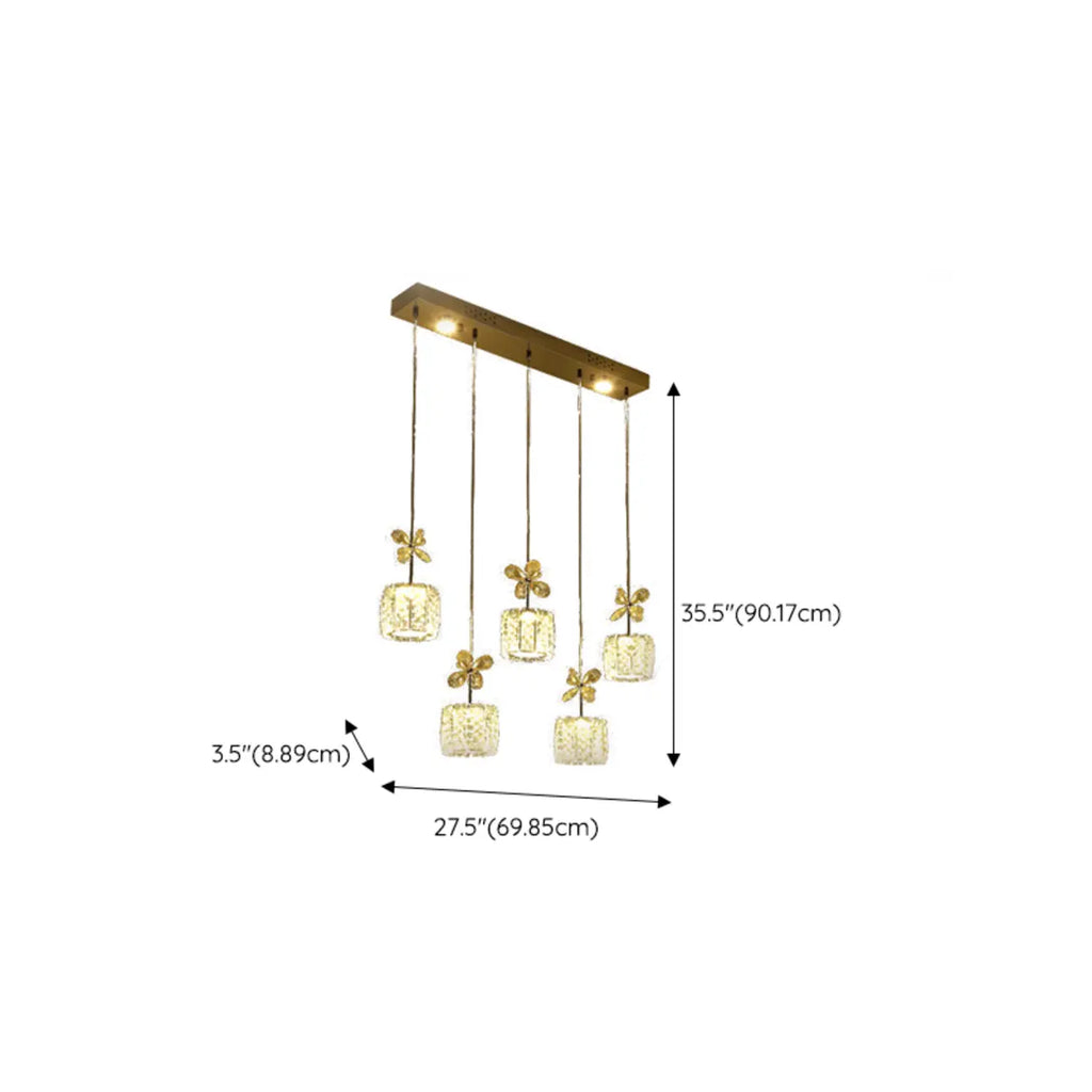 Suspension élégante et moderne en cristal pour îlot de cuisine