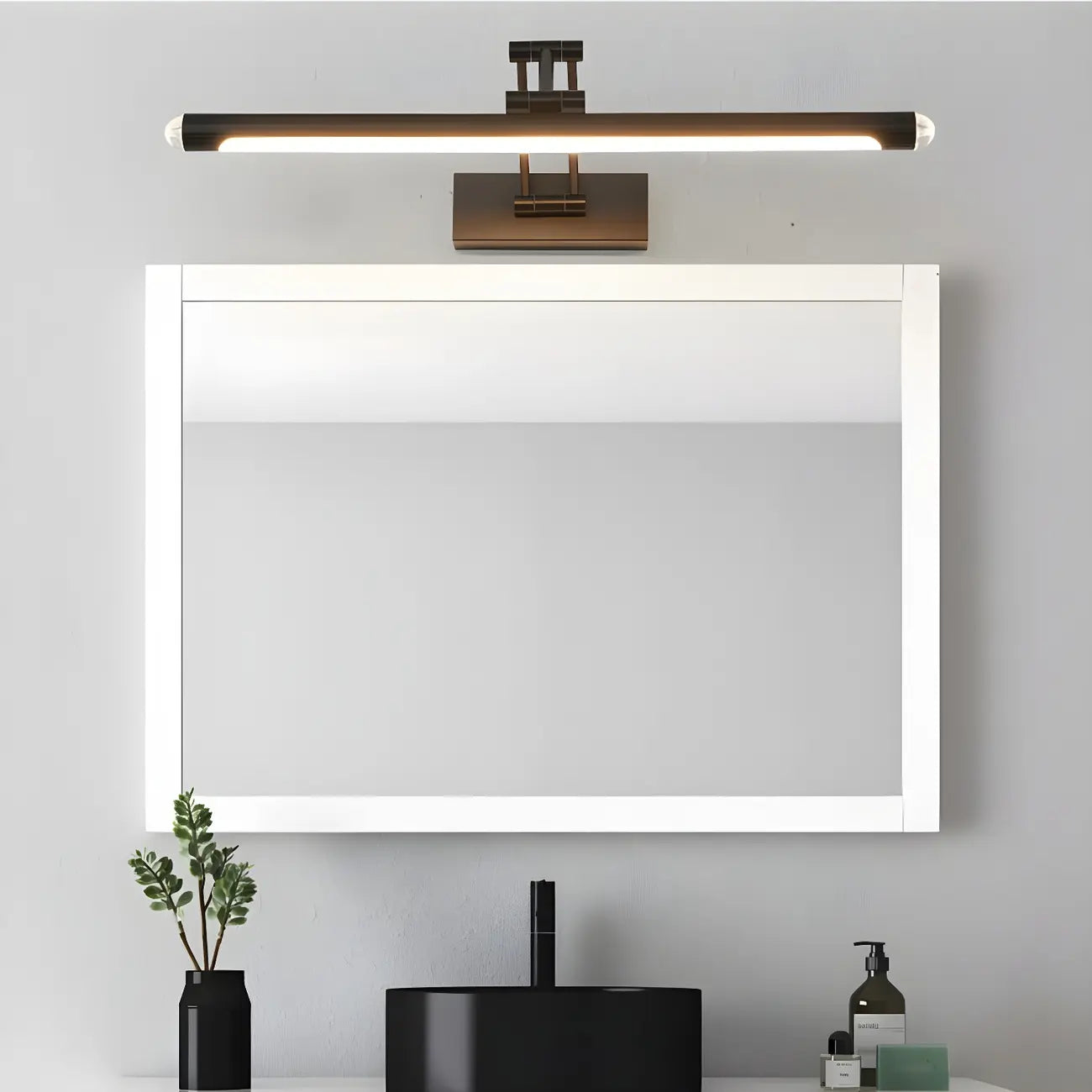 Specchio cosmetico rettangolare LED da bagno orientabile