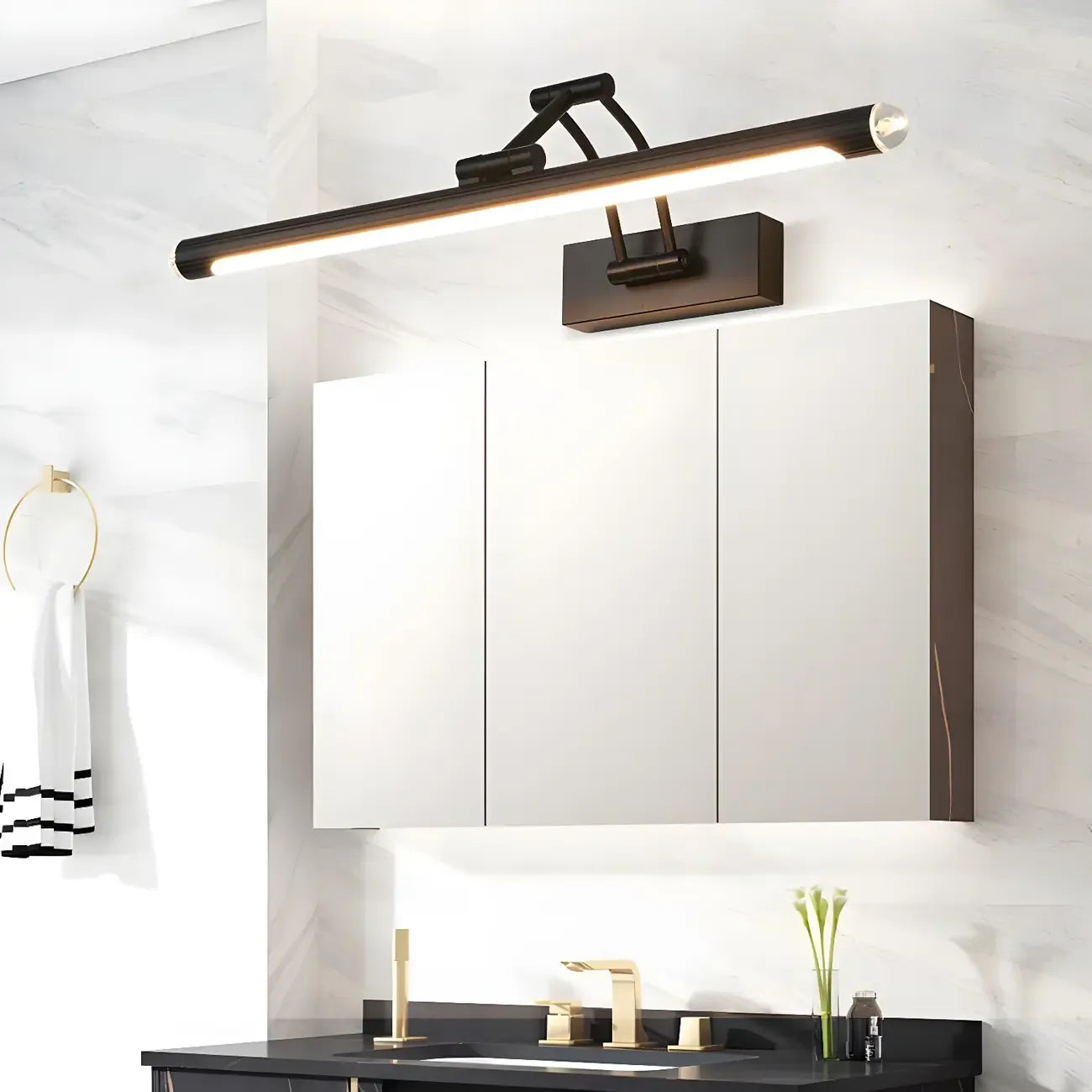 Specchio cosmetico rettangolare LED da bagno orientabile