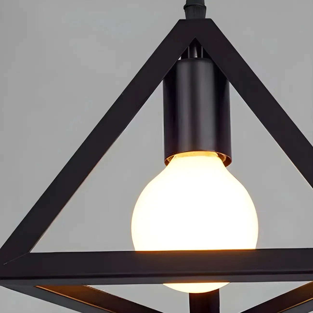 Suspension géométrique industrielle en métal noir pour îlot de cuisine